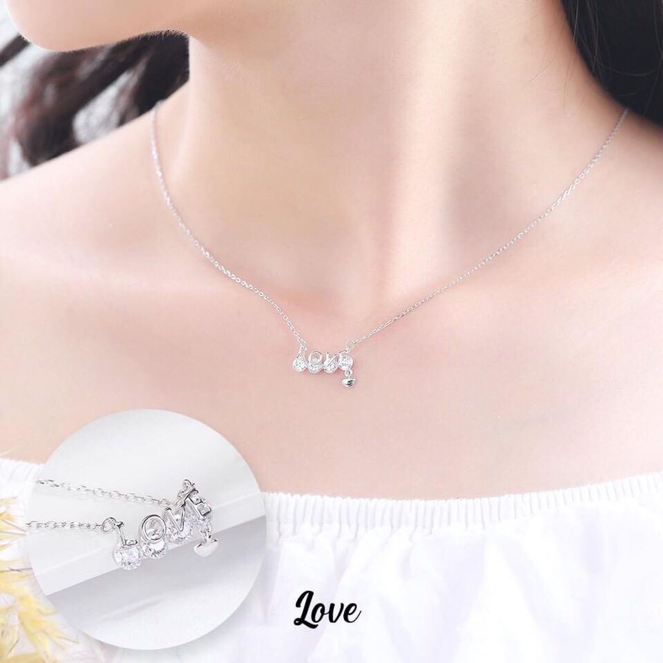 LOVE Alphabet Necklace in Silver Stone